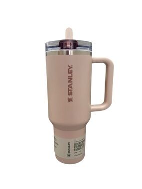 New! Stanley Rose Quartz Travel Tumbler with Handle and Clear Lid 40 oz